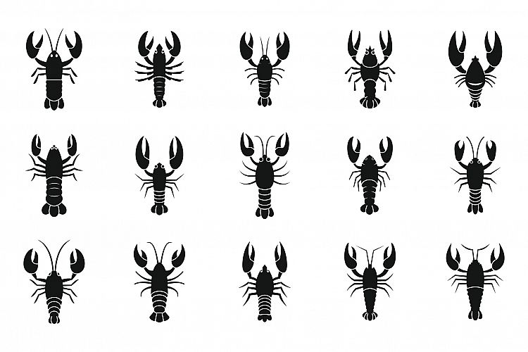 Lobster icons set, simple style example image 1