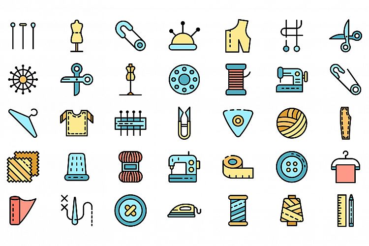 Tailor icons vector flat example image 1