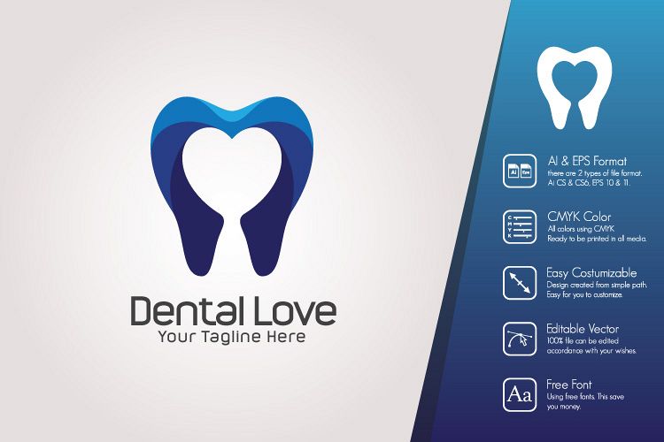Dental Love Logo Template