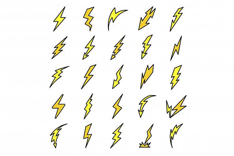 Lightning bolt icons vector flat