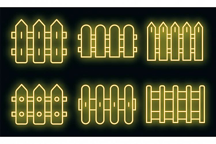 Fence icons set vector neon example image 1