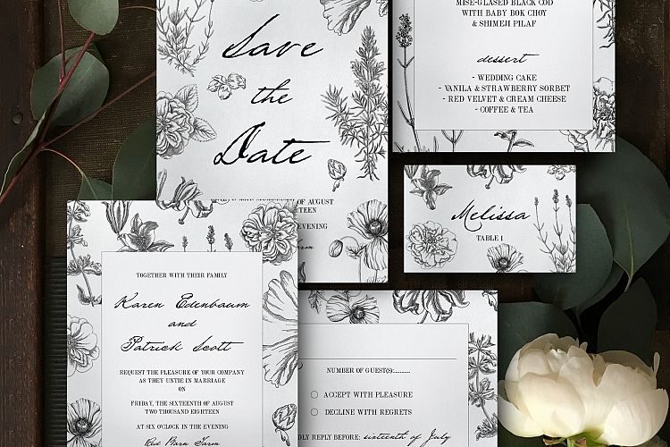 Botanical Wedding Invitation Suite