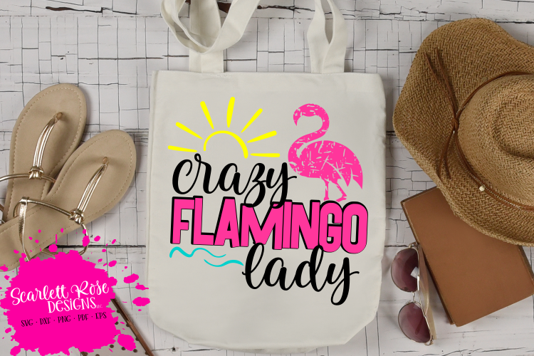 Crazy Flamingo Lady - Distressed SVG