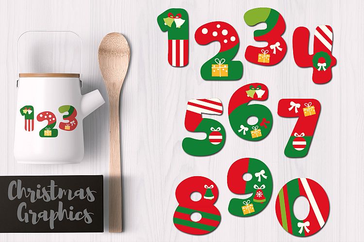 Christmas Numbers Graphics Clip Art