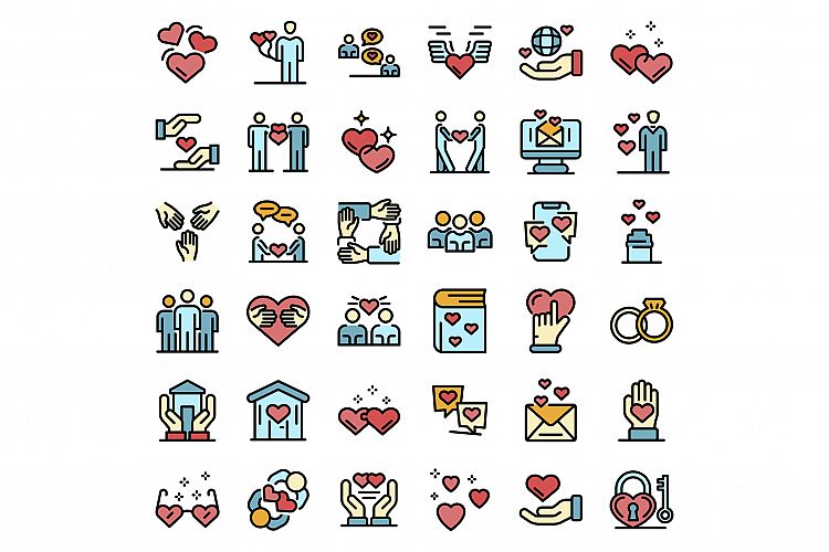 Affection icons set vector flat example image 1