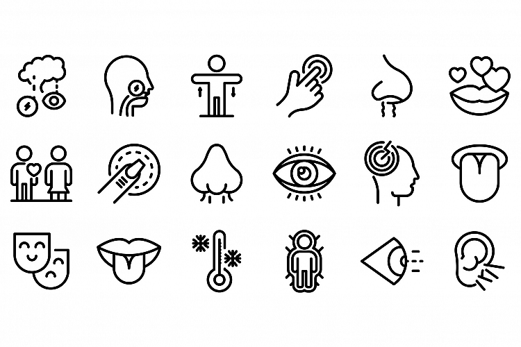 Senses icons set, outline style example image 1