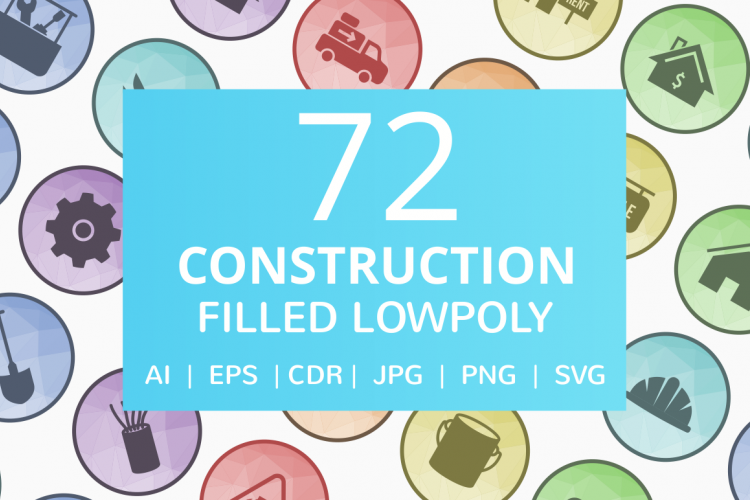 72 Construction Filled Low Poly Icons