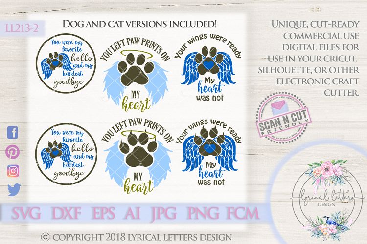 Dog and Cat Loss Bundle of 6 SVG Cut Files LL213 2