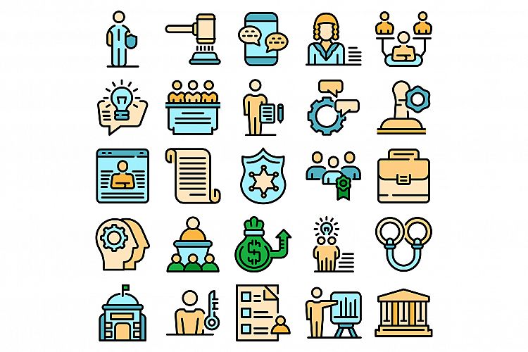 Authority icons set vector flat example image 1