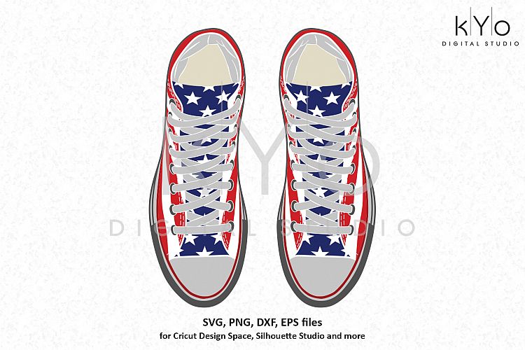 American Flag Sneakers SVG PNG DXF EPS vector graphic files