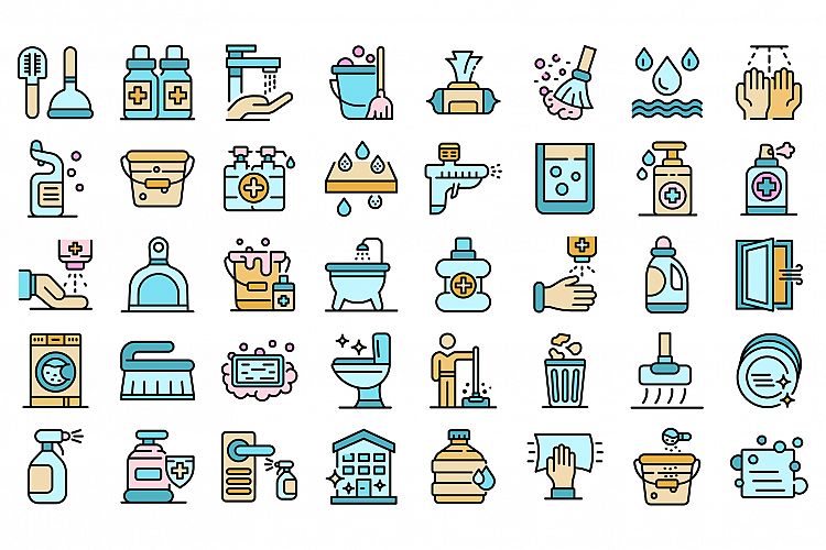 Disinfection icons set vector flat example image 1