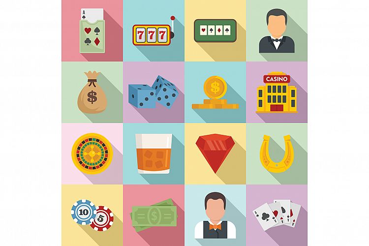 Croupier icons set, flat style example image 1