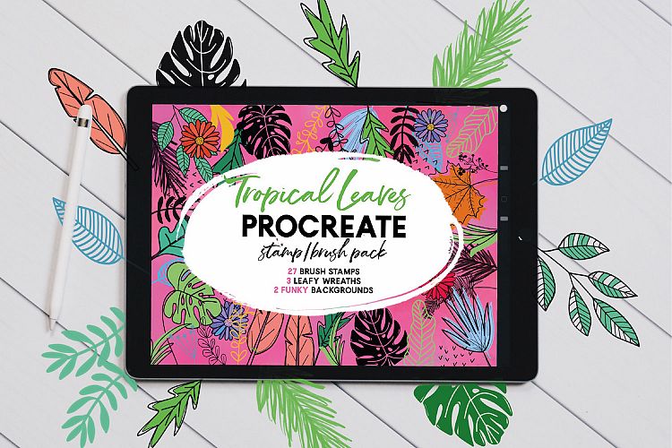 Tropical Leaves Stamp Brushes for Procreate