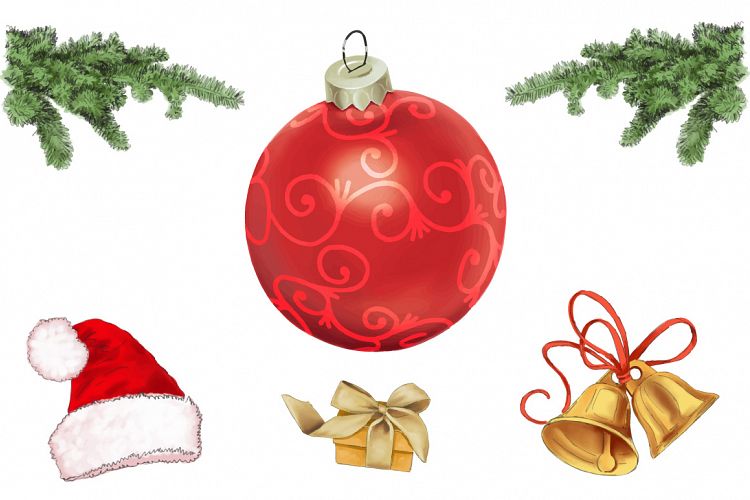 Merry Christmas elements hand painting vector
