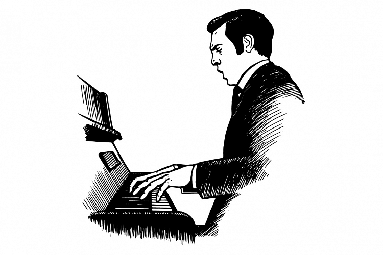 pianist ink art hand drawing vector