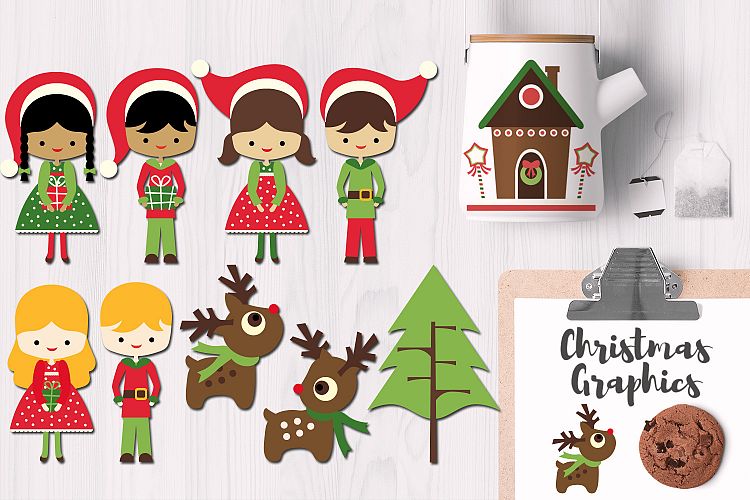 Santas Little Helpers Clipart Graphics