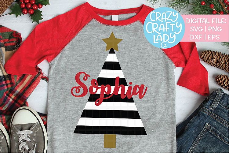 Striped Christmas Tree SVG DXF EPS PNG Cut File