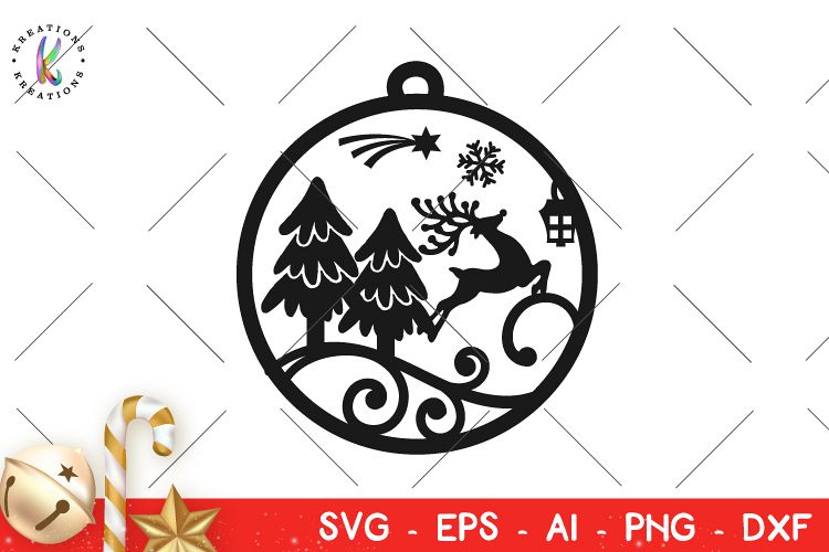 Christmas svg Deer Circular Ornament svg