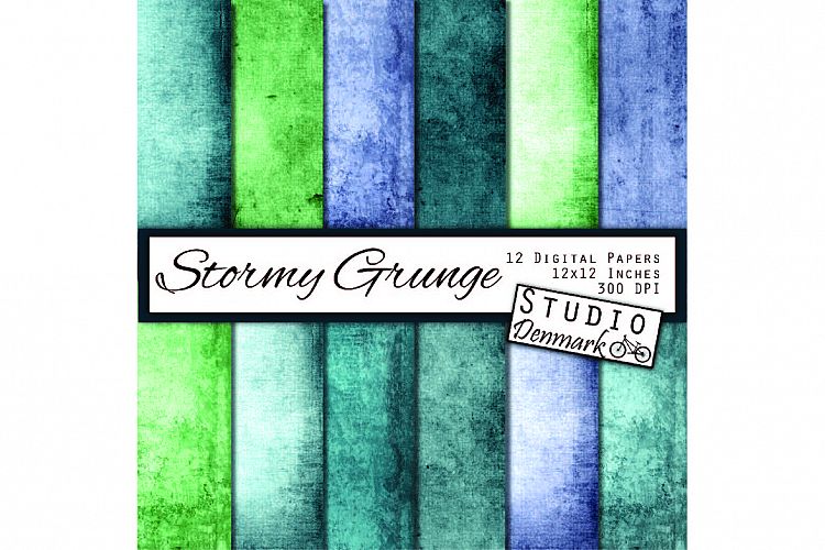 Stormy Grunge Digital Scrapbook Paper - 12 Pack
