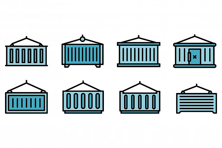 Cargo container icons vector flat example image 1