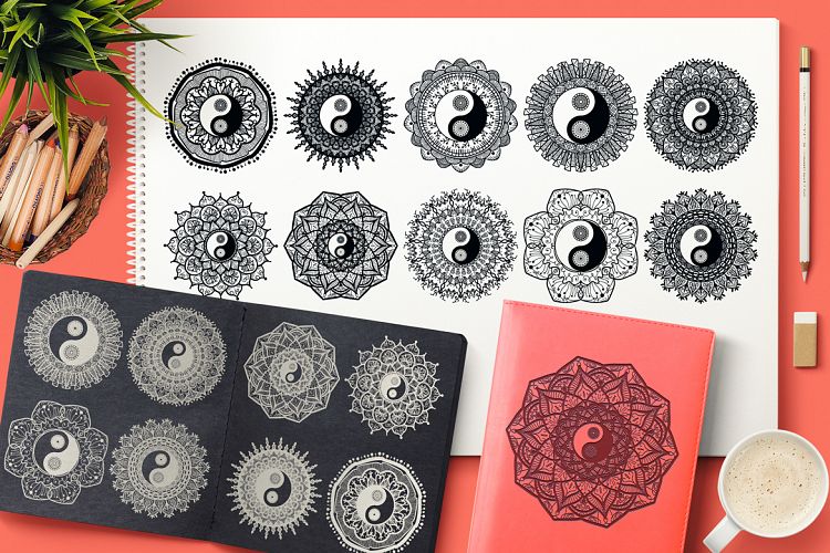 Yin Yang Mandalas Set