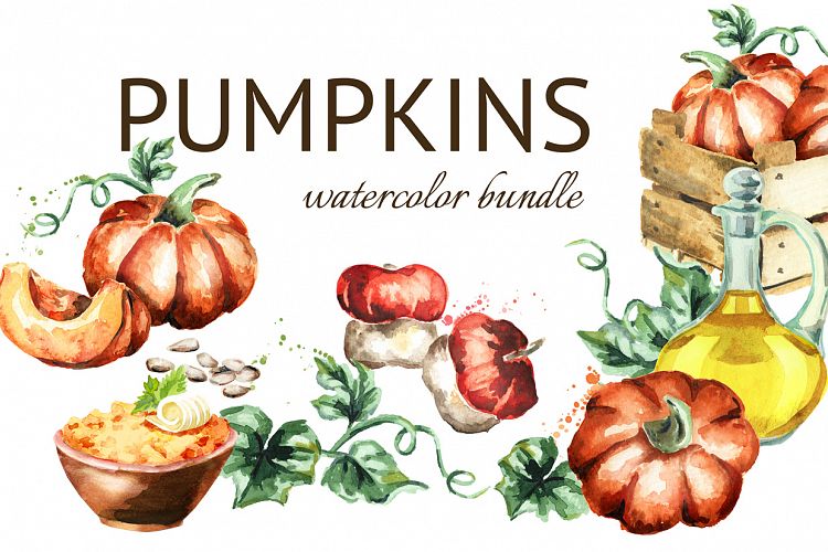 Pumpkin. Watercolor bundle