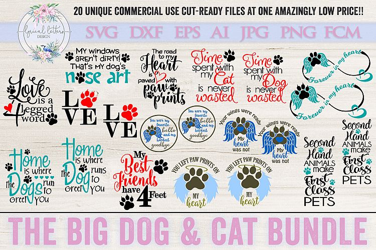 ON SALE NOW! The Big Dog & Cat Bundle of 20 SVG Cut Files