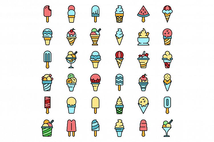 Ice cream icons set vector flat example image 1