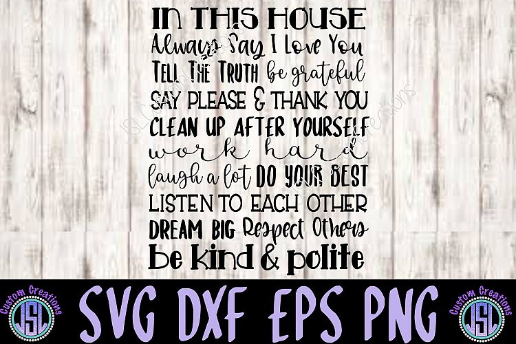 In This House Quote SVG, EPS, DXF, PNG Digital Download