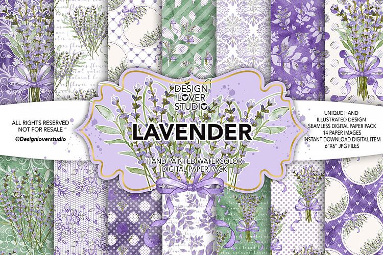 Watercolor Lavender digital papers