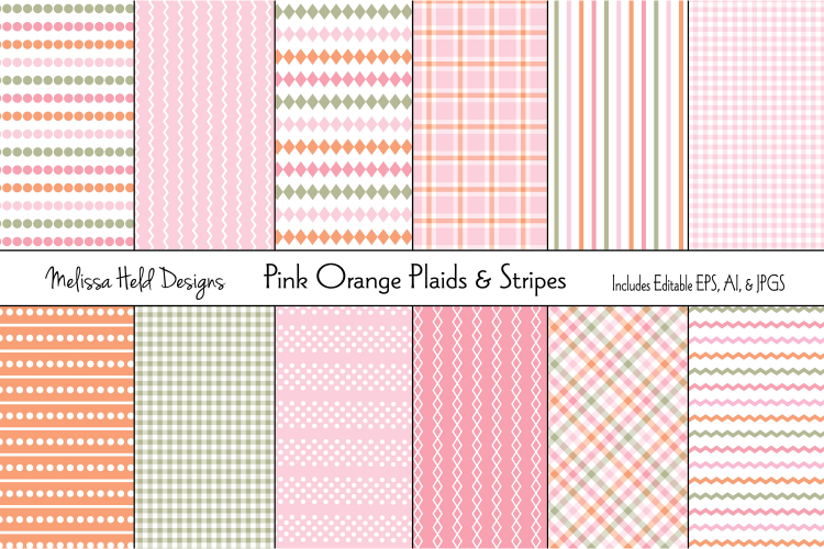 Pink and Orange Plaids   Stripes