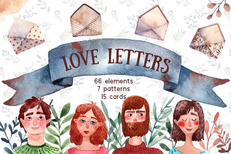 Love Letters - Watercolor Clip Art Set