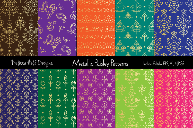 Gold Metallic Paisley Patterns