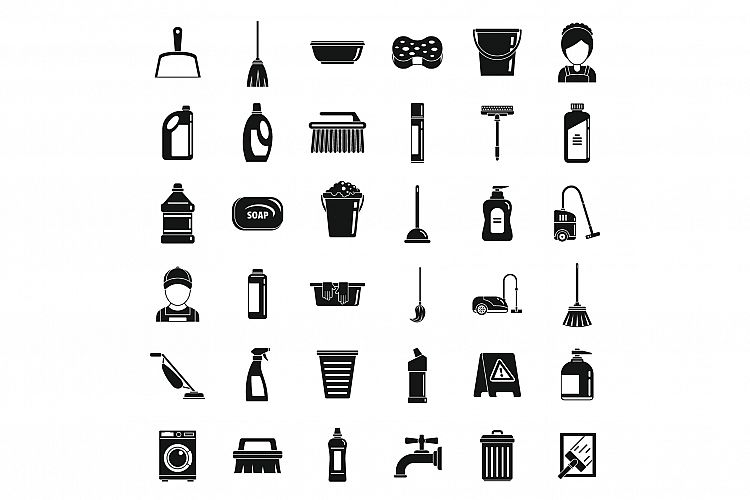 Home cleaning services icons set, simple style example image 1