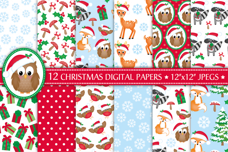 Christmas digital papers, Christmas patterns