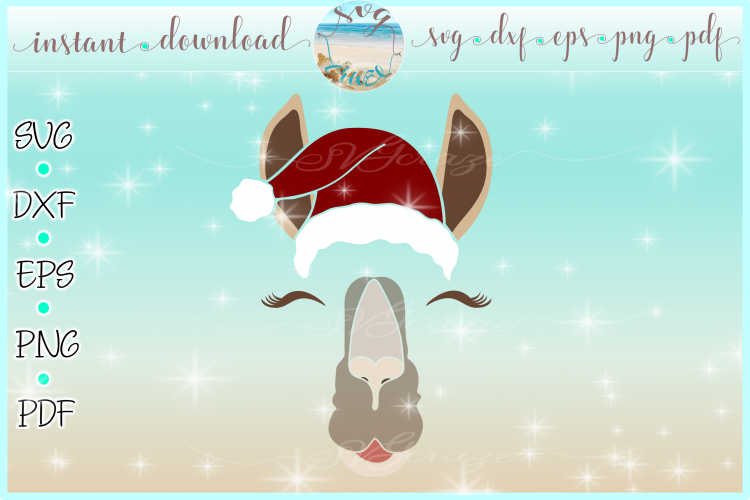 Download Llama Face with Santa Hat Christmas SVG DXF EPS PDF PNG