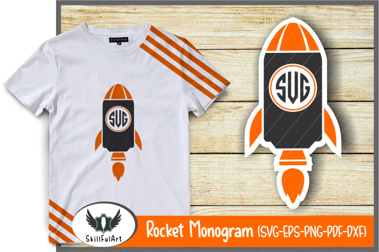 rocket monogram, cut files,