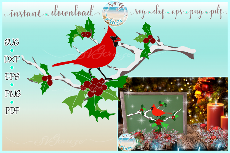 Download Cardinal on Tree Limb with Snow SVG Dxf Eps Png files