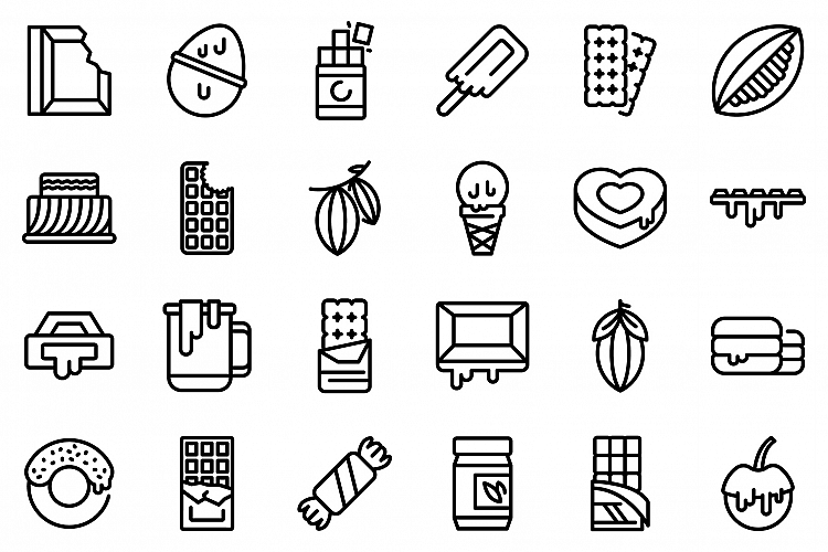 Chocolate icons set, outline style example image 1