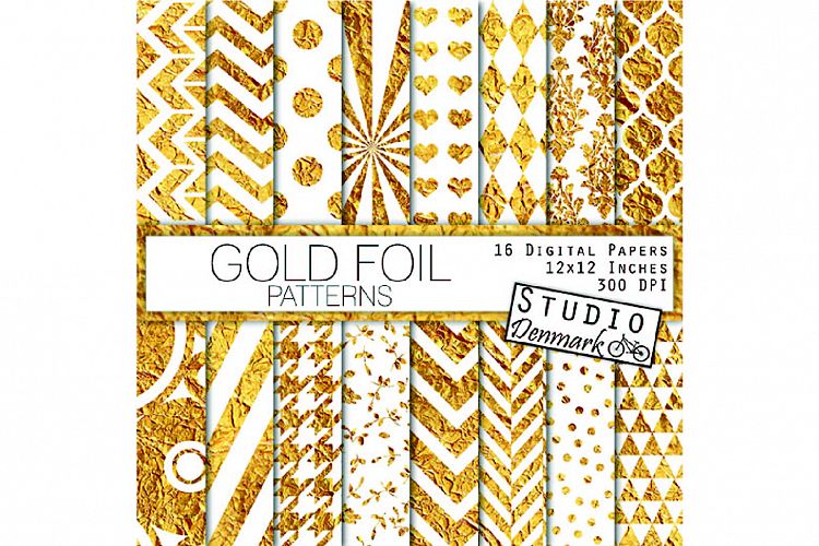 Gold Foil Patterns - Gold Digital Paper Pack