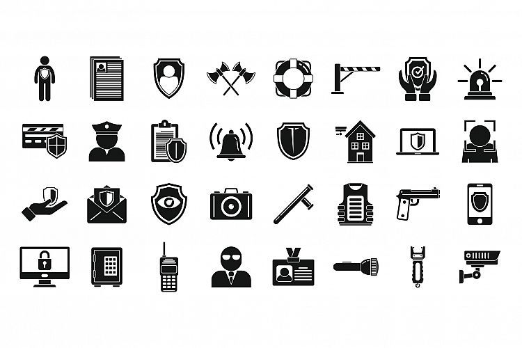 Personal guard icons set, simple style example image 1