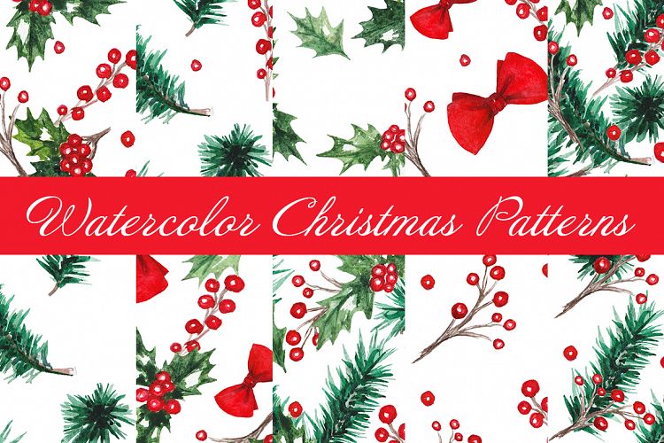 Watercolor Christmas Patterns