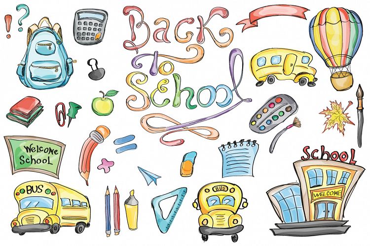 Back to School Set Clipart & Vector