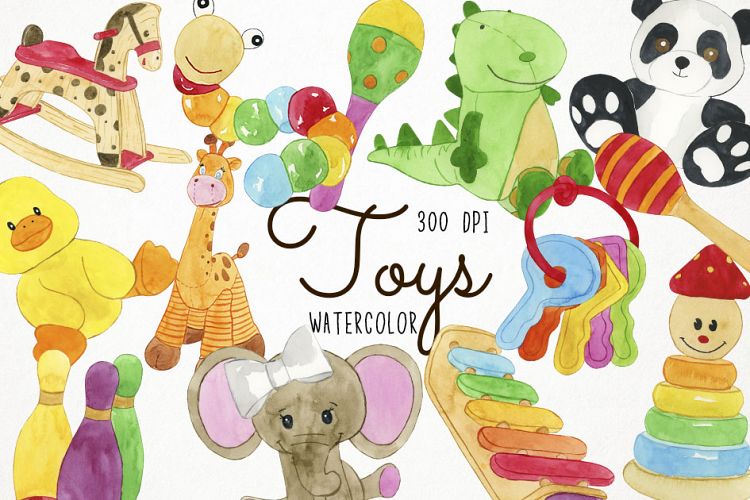 Watercolor Toys Clipart, Toys Clip Art, Toy Clipart