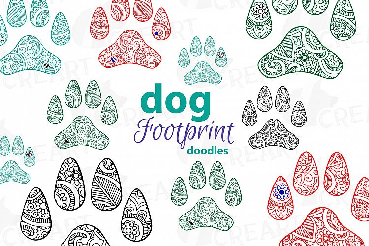 Dog footprint doodle clip art, hand drawn illustration of dog paw print. Vector design for T-shirt, greeting card or poster. png, svg files