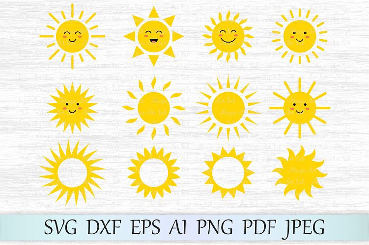 Sun svg, Sun clipart, Cute sun svg file, Sun face svg, Sun vector, Sun cut file, Sun clip art, Monogram sun svg