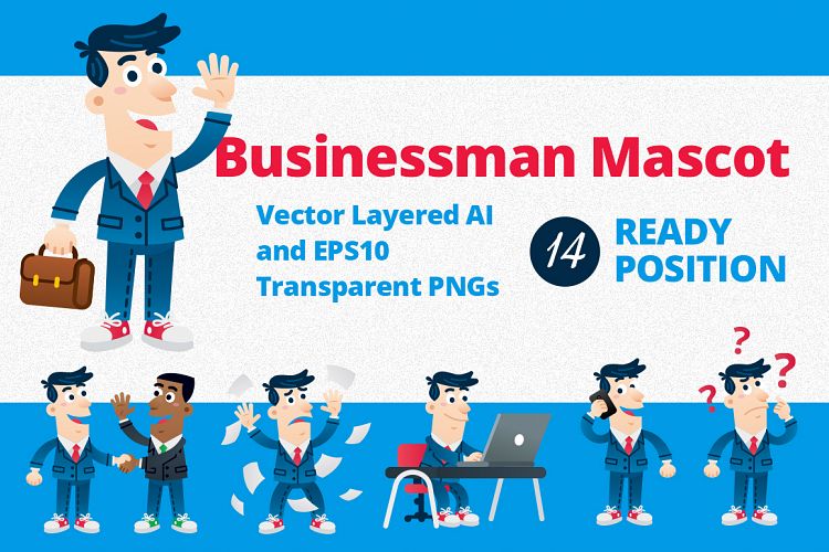 Businessman Mascot - 14 ready position