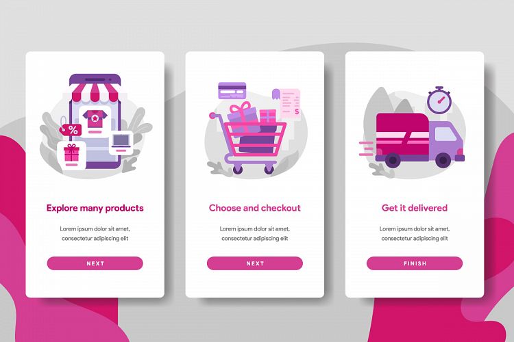 Onboarding screen page template of Online Shopping