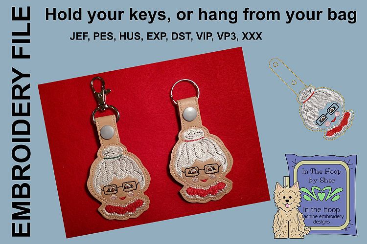 ITH Mrs Santa Key Fob - Embroidery Design