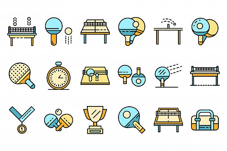 Table tennis icons set vector flat example image 1